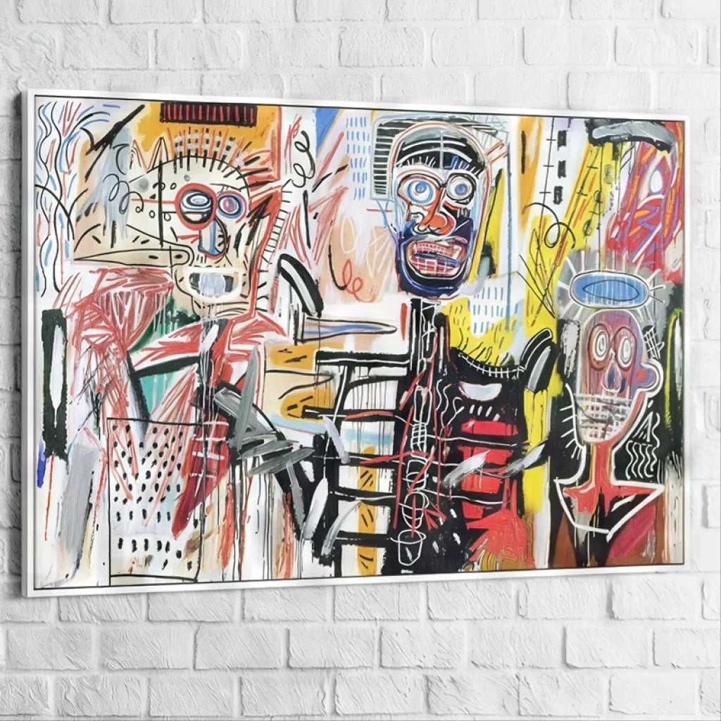 Version encadrée du tableau Basquiat Philistines 1982 – déco murale contemporaine