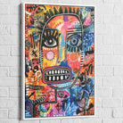 tableau basquiat urban mask avec cadre blanc