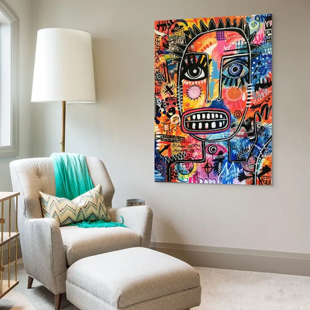 art mural urban mask regard magnétique palette chaude et froide