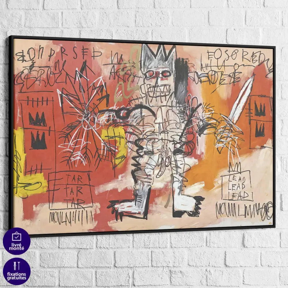 Tableau Basquiat Warrior Graffiti - Montableaudeco