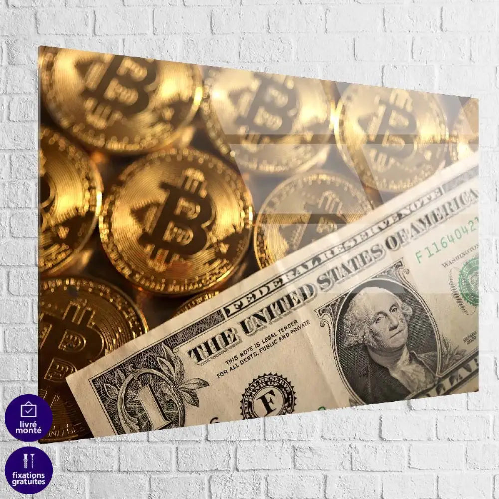 Tableau Bit Coin Dollar 40x60cm / Plexiglas Tableau Fleur