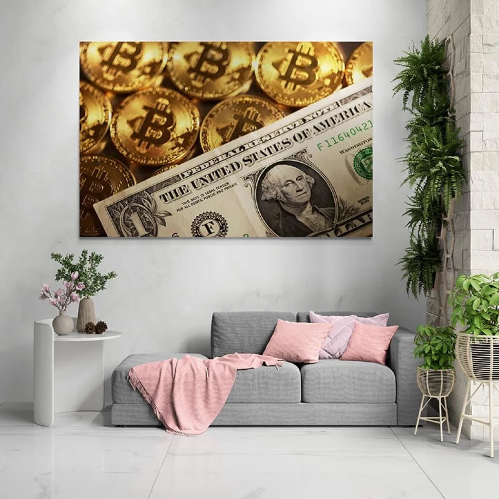Bitcoin Dollar Painting - Contemporary Art Cryptocurrency – Montableaudeco