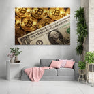 Tableau Bit Coin Dollar 40x60cm / Toile tendue sur châssis Tableau Fleur