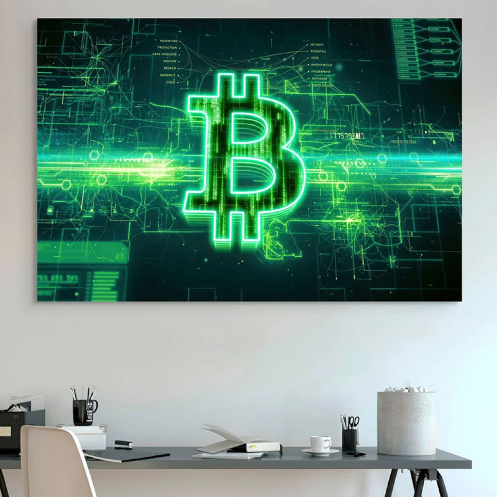 Bitcoin Electronics Painting – Digitale und futuristische Kunst –  Montableaudeco