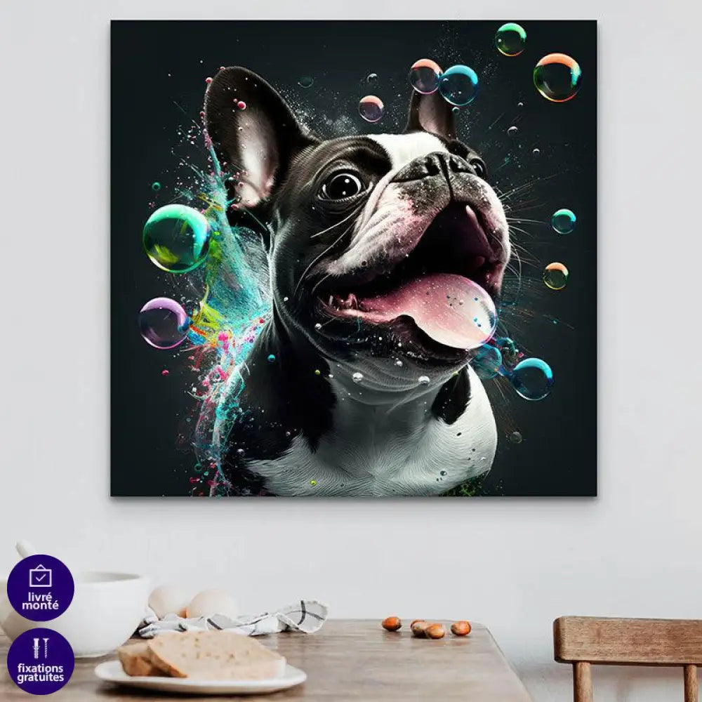 Tableau Bulldog Français Bubble - Montableaudeco