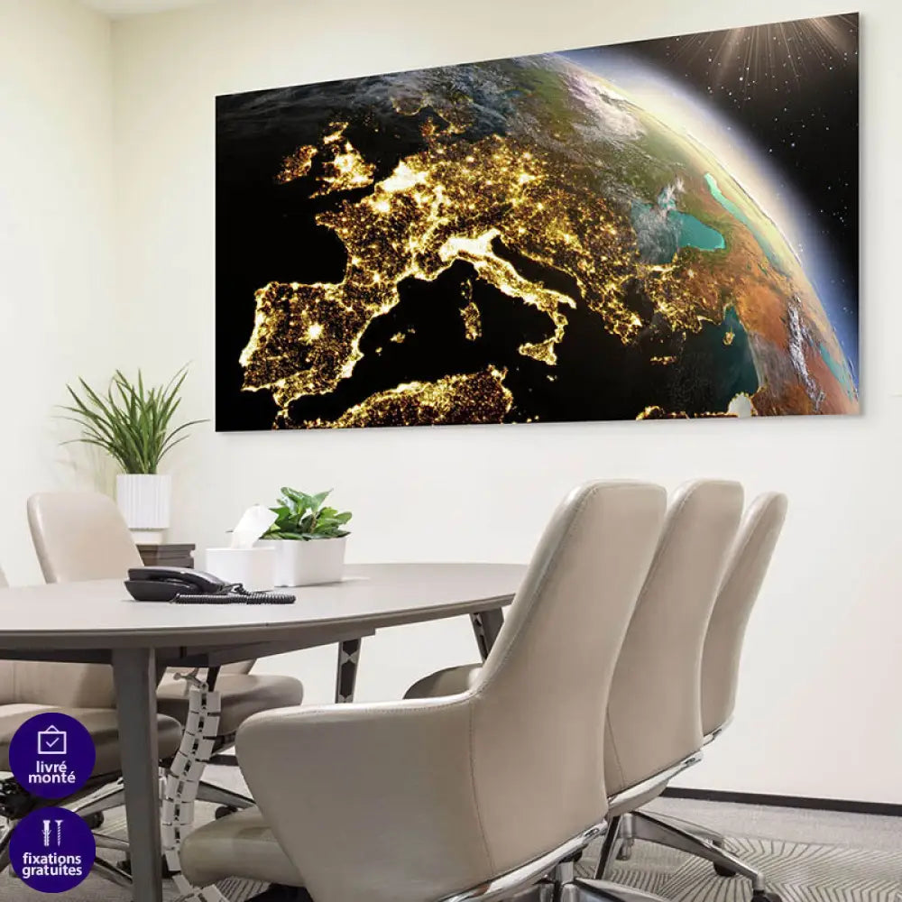 Tableau Carte Du Monde L'Europe de Nuit