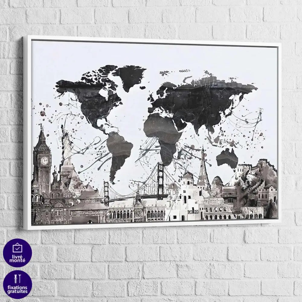 Tableau Carte du Monde Monuments - Montableaudeco