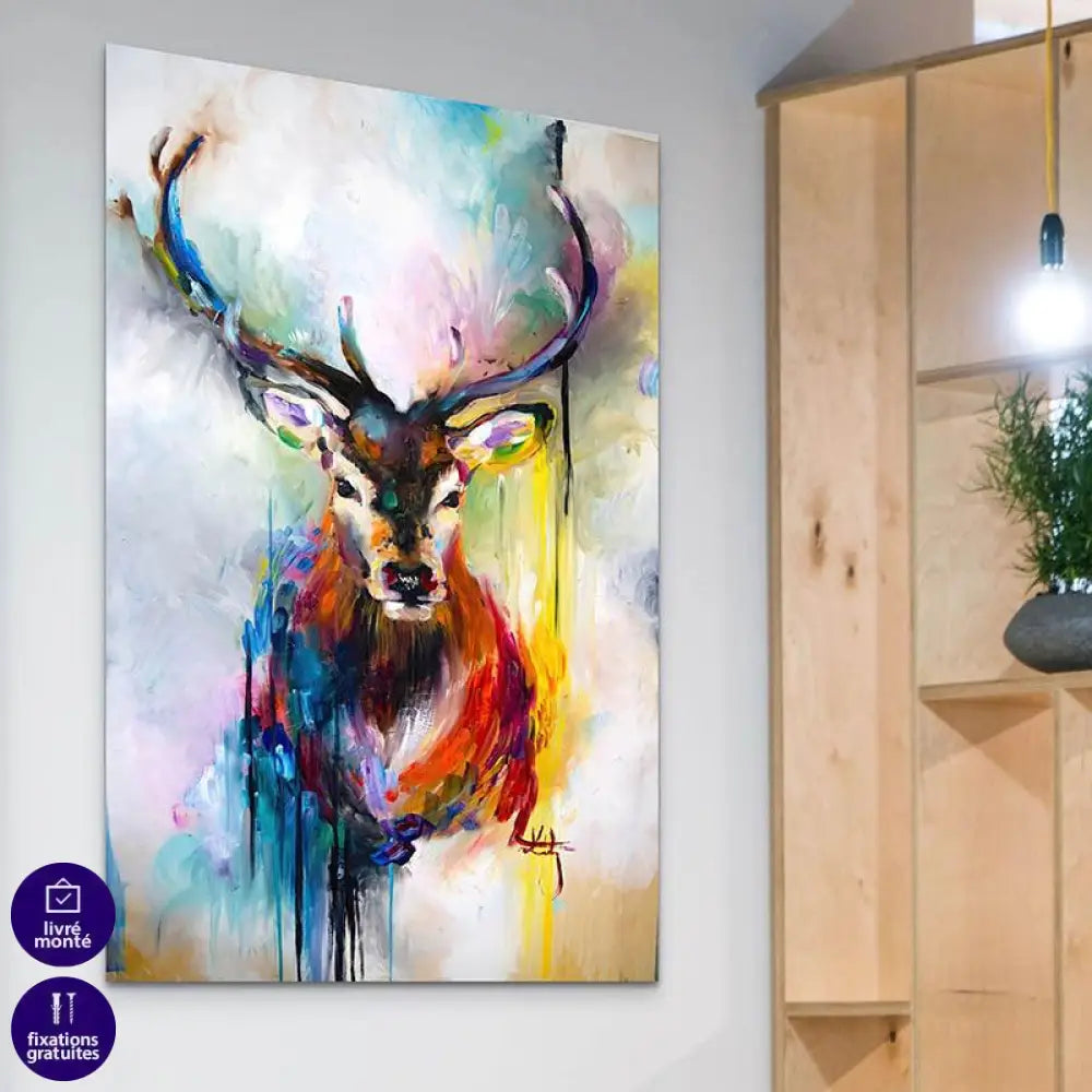 Tableau Cerf Coloré - Montableaudeco