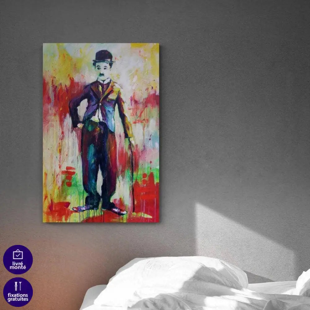 Tableau Charlie Chaplin Effet Peinture - Montableaudeco