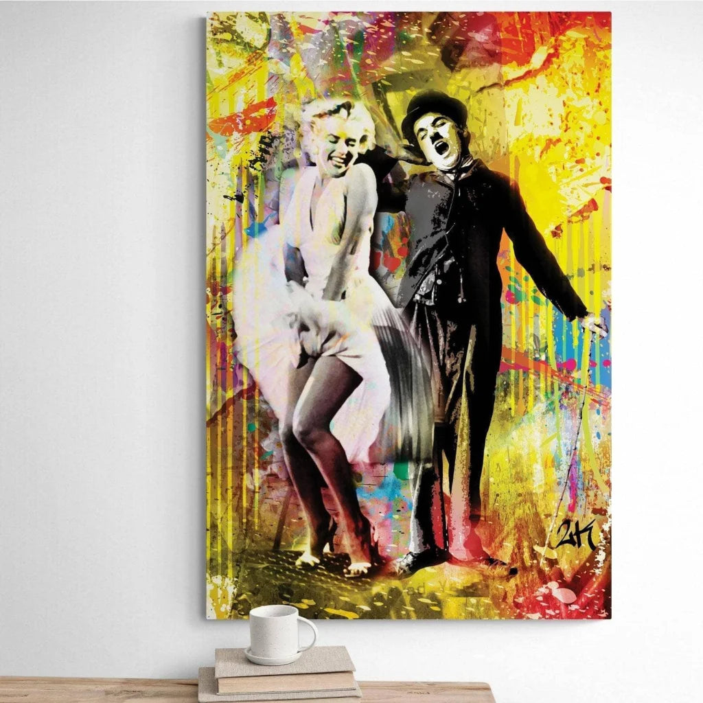 Charlie Chaplin & Marilyn Monroe Painting - Montableaudeco