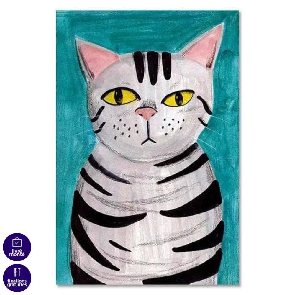 Tableau Chat Coloré | Déco Original | Offre de Bienvenue -20% g