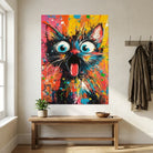 Tableau chat contemporain très coloré pour chambre ado ou gaming