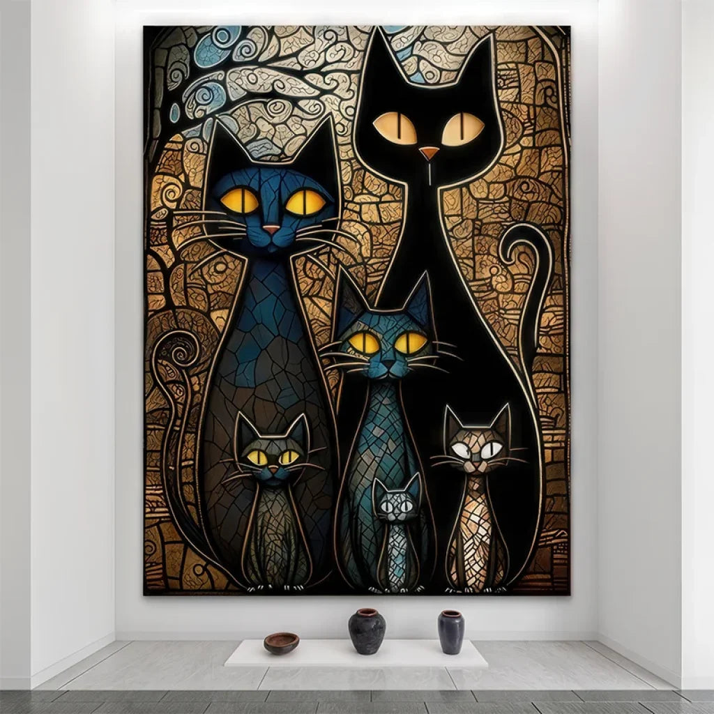 Famille de chats colorés pour décoration design