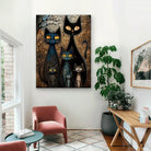 Œuvre féline graphique pour intérieur contemporain