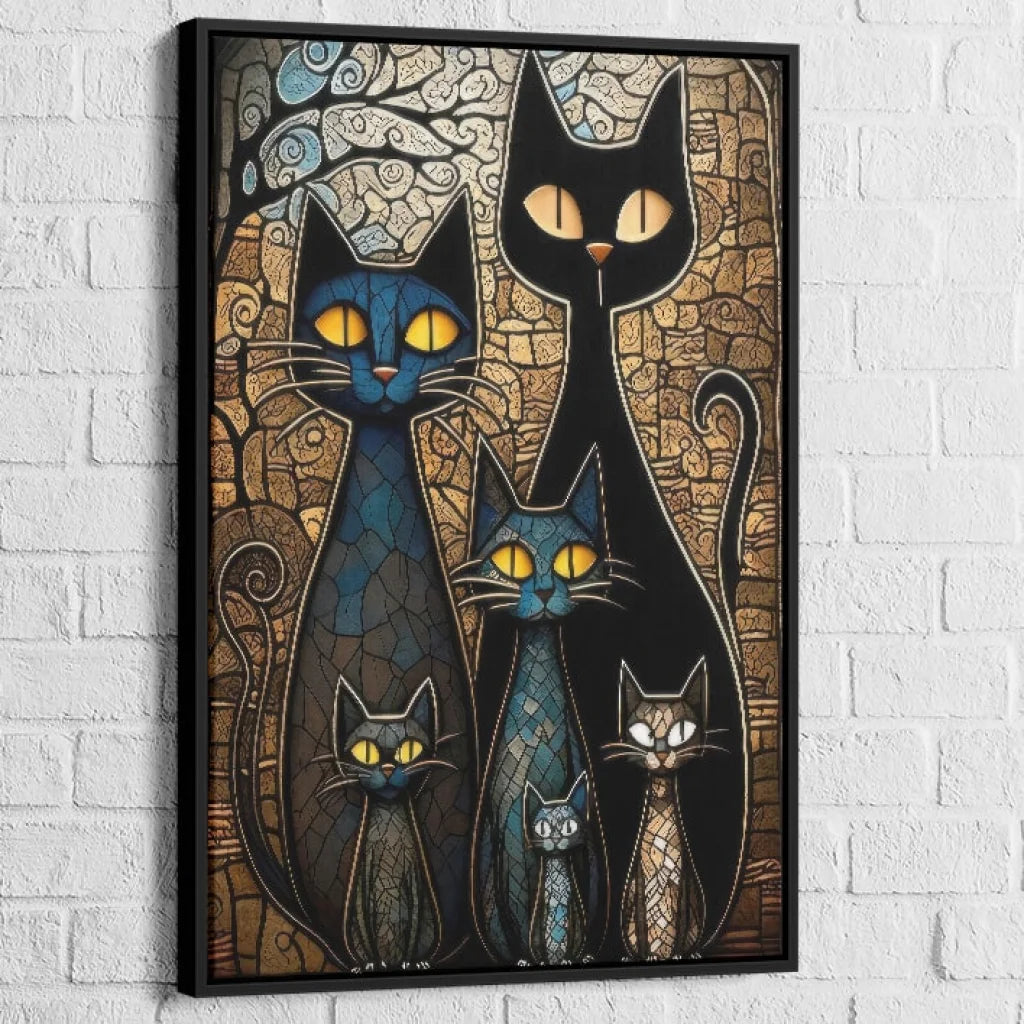 llustration artistique de chats avec effet vitrail