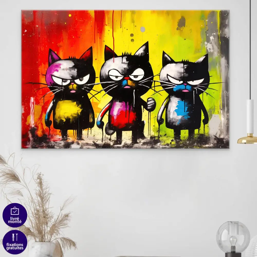 Tableau Chat Les Amis - Montableaudeco
