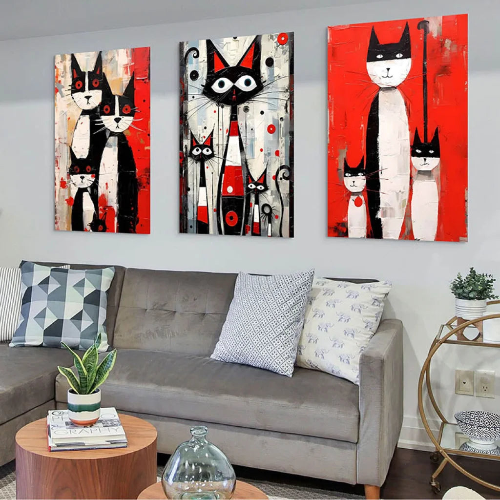 Tableau Chat Trilogie des Félins Tableau Street Art