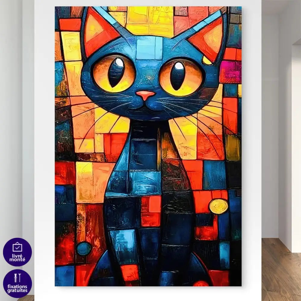 Illustration d’un tableau Chat Urbain Coloré en vente sur Montableaudeco