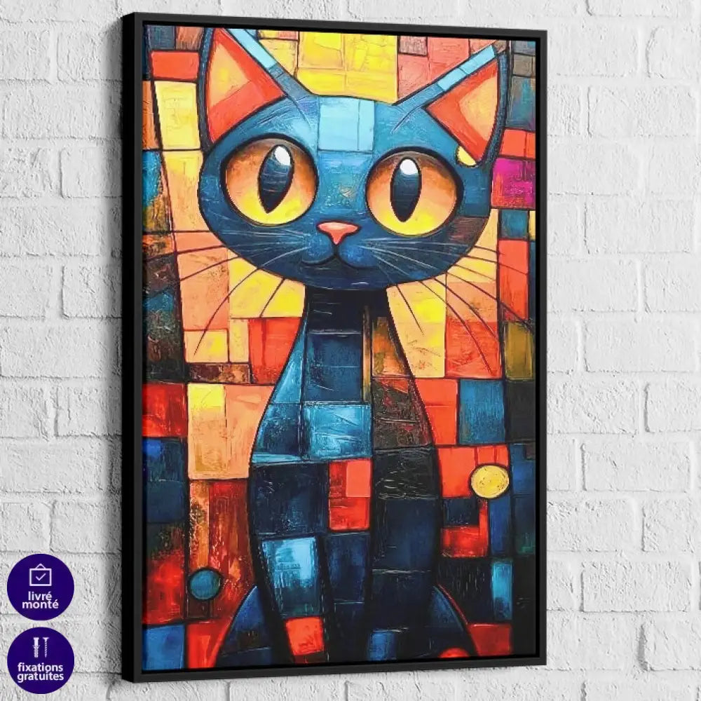 Tableau mural design Chat Urbain Coloré pour salon, chambre ou bureau