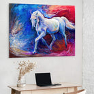 tableau cheval blanc aquarelle