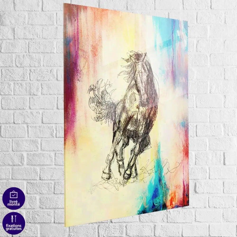 Tableau cheval abstrait impression HD fabrication allemande