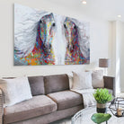 art mural deux chevaux multicolores grand format