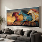 Texture painting style horses at dusk interior decoration