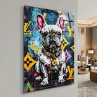French bulldog wall art in urban pop art style for living room