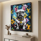 Colorful pop art graffiti French bulldog painting, modern wall decoration