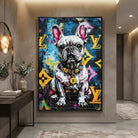 French Dog Wall Art Street Art Multicolored Graffiti Background