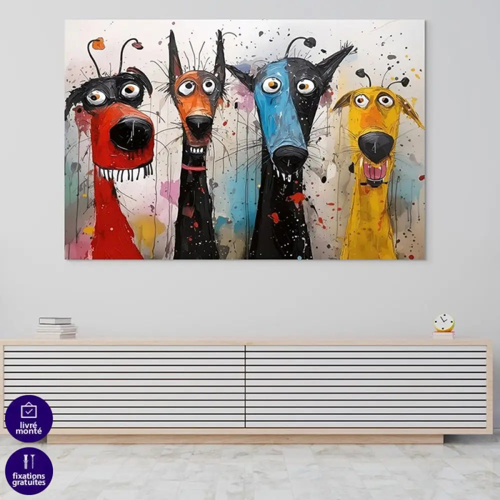 Tableau Chien Crazy Dogs 40x60cm / Affiche sans cadre Tableau Chien