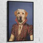 Tableau Chien Personnalisé style historique avec habits royaux rouges et or