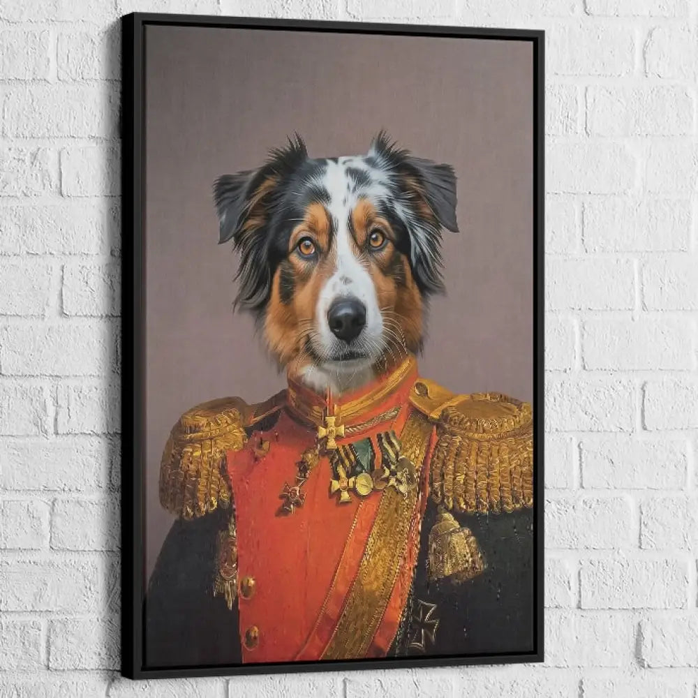 tableau chien personnalisé médailles et uniforme impérial
