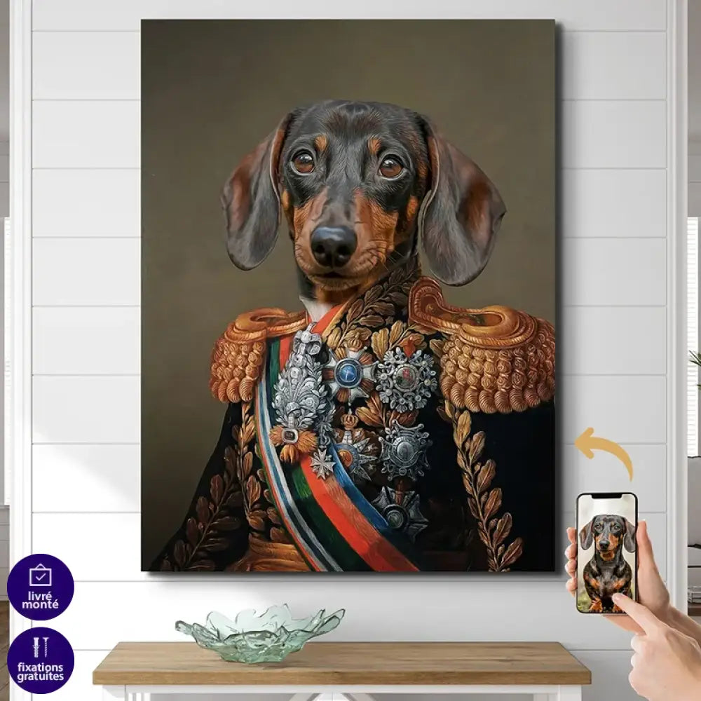 Tableau Chien Personnalisé Historique – Héros Décoré 60x80cm / Affiche sans cadre Tableau Chien