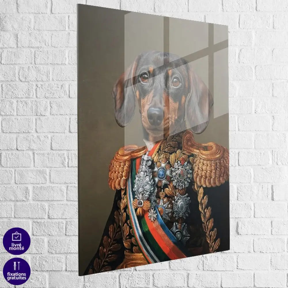 Tableau Chien Personnalisé Historique – Héros Décoré 60x80cm / Plexiglas Tableau Chien