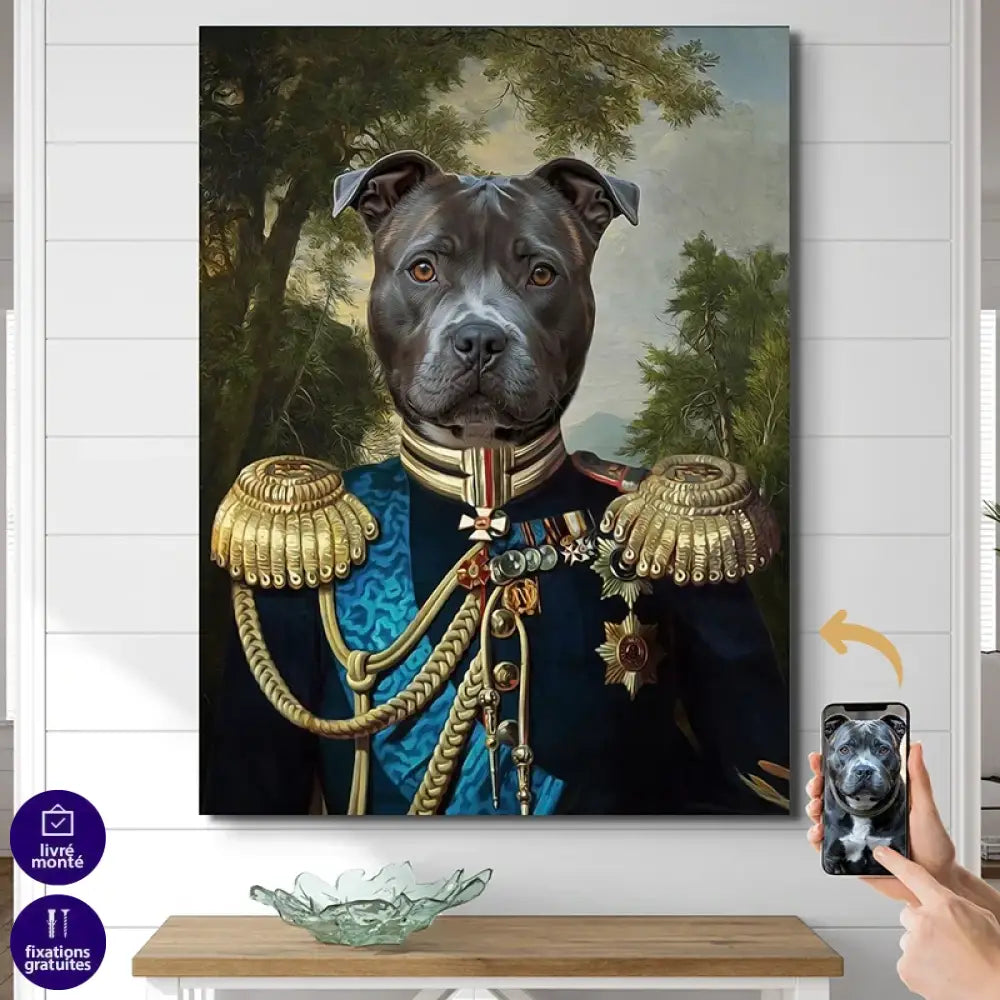 Tableau Chien Personnalisé Historique – Officier Médaillé 60x80cm / Affiche sans cadre Tableau Chien
