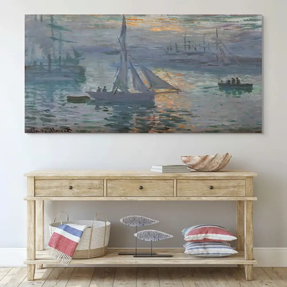 Tableau Claude Monet Impression, soleil levant au-dessus d’un canapé
