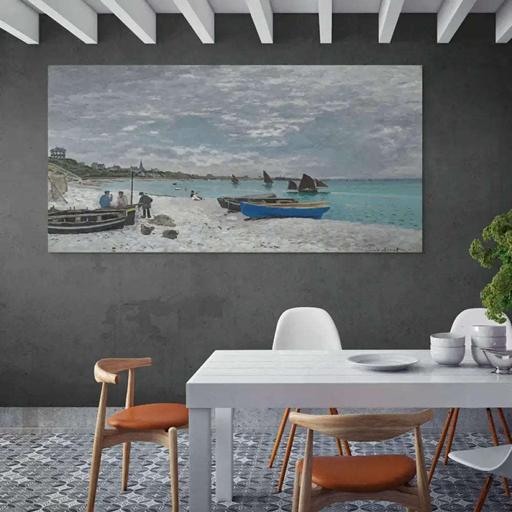 Toile artistique impressionniste bord de mer Claude Monet déco intérieure