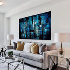 Tableau Contemporain Blue Black City - Montableaudeco