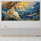 Toile imprimée contemporaine décorative femme de profil cheveux au vent