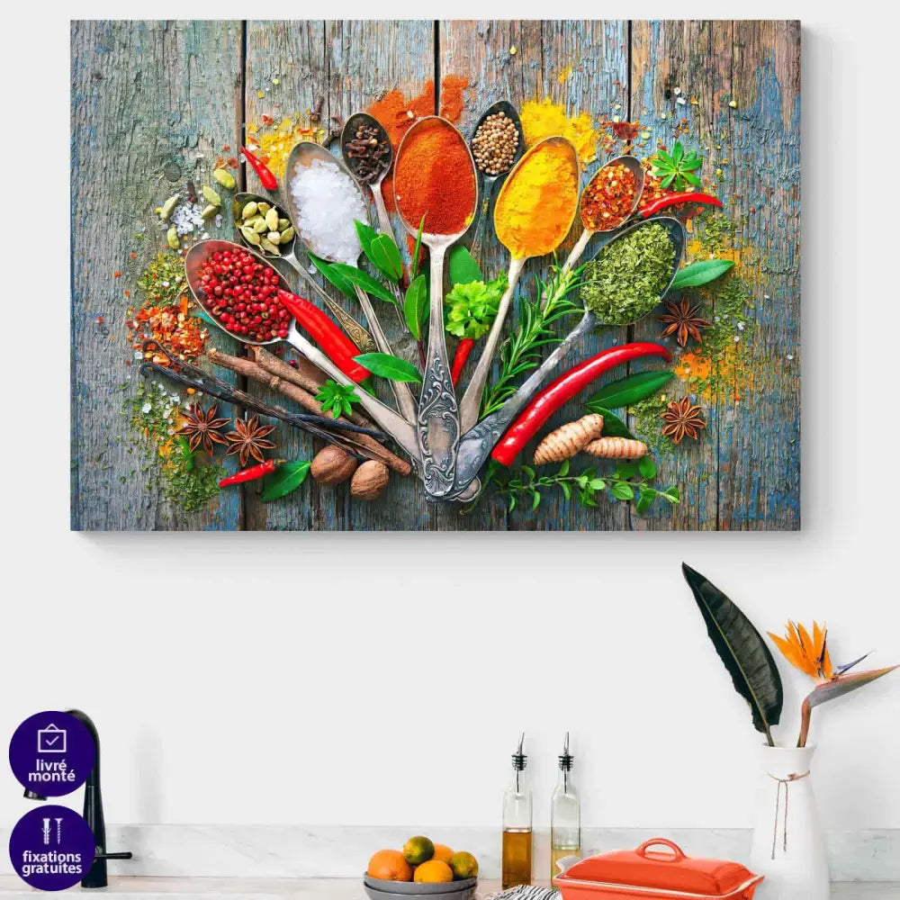 Tableau Cuisine Cuillères et épices - Montableaudeco