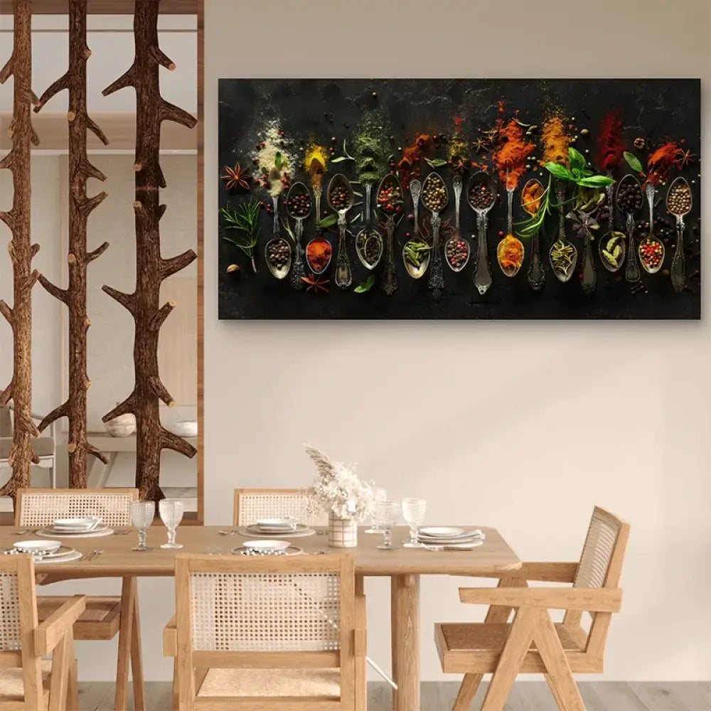 Affiche artistique épices en explosion - déco murale raffinée et vibrante

