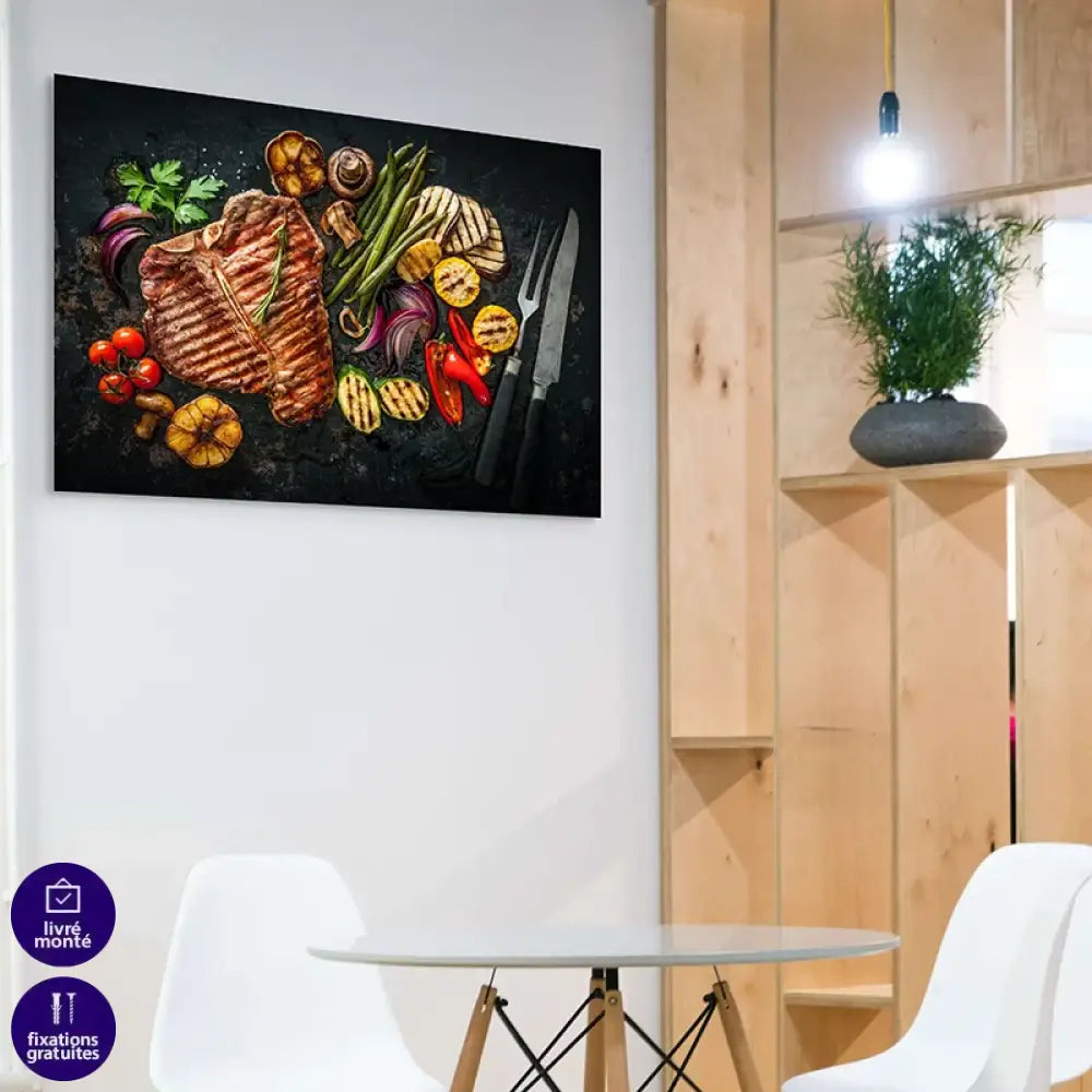 Toile artistique cuisine bœuf grillé et légumes gourmands