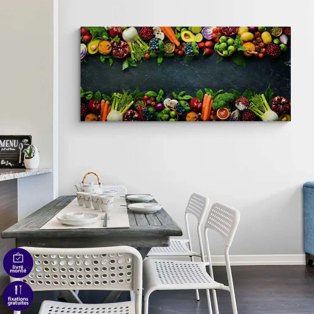 Tableau Cuisine Panoramique Épices et Légumes - Montableaudeco