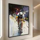 Tableau Cycliste Moderne Explosion de Couleurs - 40x60cm / Cadre Noir - Tableau Sport