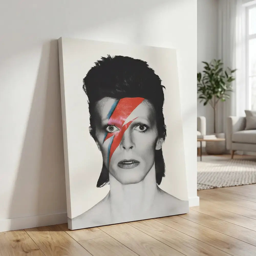 Tableau David Bowie Noir et Blanc - 40x60cm / Toile tendue sur châssis - Tableau Vache