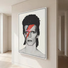 Tableau David Bowie Noir et Blanc - 40x60cm / Cadre Blanc - Tableau Vache