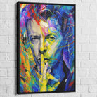 David Bowie pop art painting with Black Floating Frame, contrasting design