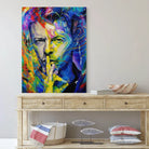 David Bowie pop art painting, intense multicolored portrait