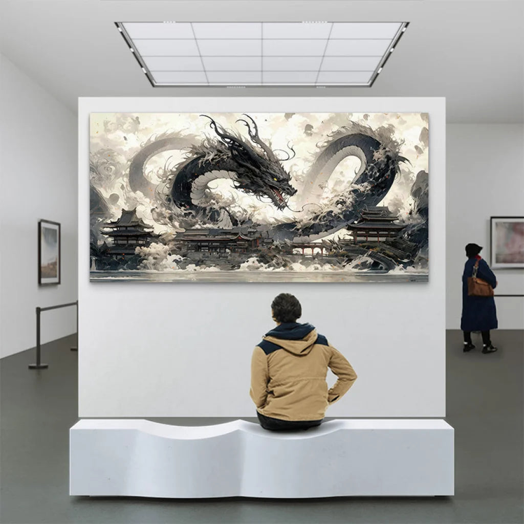 Tableau décoratif dragon noir Shenron Sombre avec finition plexiglas brillant ultra design

